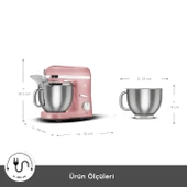 Karaca Mastermaid Chef Pro Çift Kollu Stand Mikser Pearly Pink 1750w 5L thumbnail 2