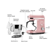 Karaca Mastermaid Chef Pro Çift Kollu Stand Mikser Pearly Pink 1750w 5L thumbnail 3