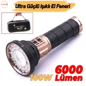 El Feneri 6000 Lümen Uzun Menzil 100W Şarjlı Powerbank Ledli Işık Kafa Lambası Su Geçirmez Kamp thumbnail 8