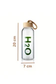 İronika H2O Borosilikat Cam Matara Bambu Vakum Kapaklı Su Şişesi Suluk 600 ML - 4