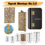 Metal Yaprak Menteşe 2 Adet Prinç Sarı No:3.5 Mobilya Pencere Kapı Dolap PVC Menteşesi İki Kanatlı thumbnail 1