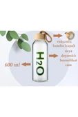 İronika H2O Borosilikat Cam Matara Bambu Vakum Kapaklı Su Şişesi Suluk 600 ML - 3