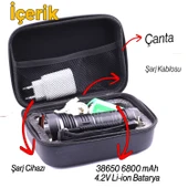 El Feneri Uzun Menzil 80W Şarjlı Powerbank Ledli Işık Kafa Lambası Alüminyum Kasa Su Geçirmez Kamp thumbnail 2