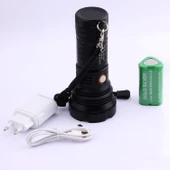 El Feneri Uzun Menzil 80W Şarjlı Powerbank Ledli Işık Kafa Lambası Alüminyum Kasa Su Geçirmez Kamp thumbnail 7