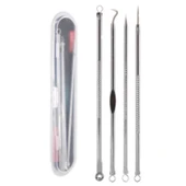 Akne-Siyah Nokta Temizleyici 4'lü Set Paslanmaz Çelik Gümüş Komedon Seti thumbnail 1