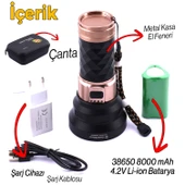 El Feneri 5000 Lümen Uzun Menzil 80W Şarjlı Powerbank Ledli Işık Kafa Lambası Su Geçirmez Kamp thumbnail 10