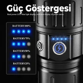 El Feneri Uzun Menzil Zoom Özellikli 80W Şarjlı Powerbank Ledli Işık Kafa Lambası Alüminyum Kasa Kamp thumbnail 6