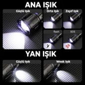 El Feneri Uzun Menzil Zoom Özellikli 80W Şarjlı Powerbank Ledli Işık Kafa Lambası Alüminyum Kasa Kamp thumbnail 3