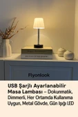 Şarjlı Masa Lambası. Dokunmatik, Dimmerli, Her Ortamda , Ayarlanabilir Metal Gövde, Gün Işığı LED - 1