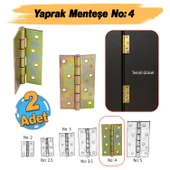 Metal Yaprak Menteşe 2 Adet Prinç Sarı No:4 Mobilya Pencere Kapı Dolap PVC Menteşesi İki Kanatlı thumbnail 1