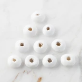 Loren 10 Adet Beyaz Yassı Ahşap Boncuk thumbnail 1