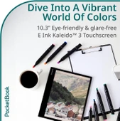 PocketBook InkPad Eo | 10,3” Renkli E Ink Kaleido 3 Ekran | El yazısı ve Kalem | Android 11 | Fotoğraflar Üzerine Notlar İçin Kamera | Dahili Hoparlör | Sesli Kitaplar | Ayarlanabilir Akıllı Işık | Mi - 3