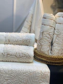 NİVEMESHOME YAPRAK EKRU YÜZ HAVLUSU MÜRDÜM - 1