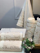 NİVEMESHOME YAPRAK EKRU YÜZ HAVLUSU MÜRDÜM - 2