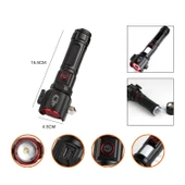 Şarjlı El Feneri | Yüksek Güçlü LED Işık | USB ile Şarj Edilebilir | Su Geçirmez Metal Gövde | Zoom Özellikli thumbnail 5