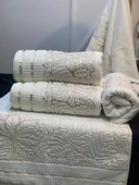 NİVEMESHOME YAPRAK EKRU YÜZ HAVLUSU MÜRDÜM - 5