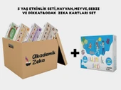 5 yaş Etkinlik Seti, Dikkat&Odak Geliştirme, Sebzeler, Meyveler, Hayvanlar Zeka Kartları - 1