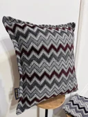 NİVEMESHOME BORDO GRİ  KIRLENT KILIFI 45X45 - 1