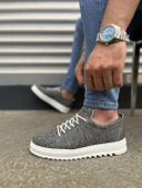 JET-152 Cool Bağcıklı Keten Erkek Günlük Spor Klasik Ayakkabı KBT - Gri thumbnail 3