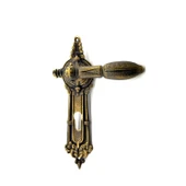 Antika Tarz Dekoratif Pirinç Şato Model Banyo, WC Kapı Kolu - 262x83 mm, Antik - 1