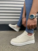 JET-152 Cool Bağcıklı Keten Erkek Günlük Spor Klasik Ayakkabı KBT - Beyaz thumbnail 3