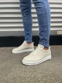 JET-152 Cool Bağcıklı Keten Erkek Günlük Spor Klasik Ayakkabı KBT - Beyaz thumbnail 2