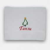 İsimli Çam Ağaçlı Yılbaşı Havlusu-Beyaz 30x50cm thumbnail 2