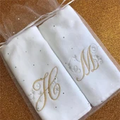 Nakışlı Kadife Beyaz El Havlusu 3 lü Set 30x50 Cm - 2