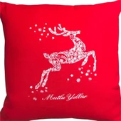 Deer Nakışlı Kırmızı Yastık 40x40 cm - 1