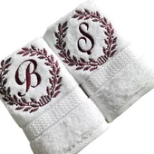 Nakışlı Pamuk-coton Havlu Harfli 2 li set thumbnail 2