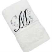 Harf Nakışlı Beyaz El Havlusu  30x50 Cm - M - 2
