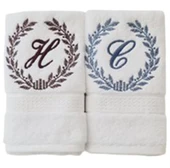 Nakışlı Pamuk-Coton Havlu Harfli 2 li set thumbnail 1