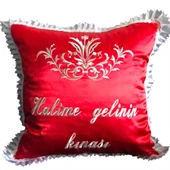 Kişiye Özel Saten Kına Yastığı Kırmızı 40x40 cm - 1