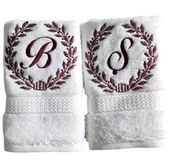 Nakışlı Pamuk-coton Havlu Harfli 2 li set thumbnail 1
