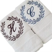 Nakışlı Pamuk-Coton Havlu Harfli 2 li set thumbnail 2