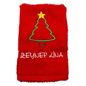 İsimli Yılbaşı 3 lü Havlu Set Beyaz Kırmızı Yeşil 30x50cm - 4