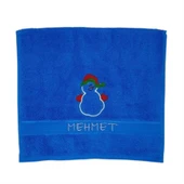 İsimli Yılbaşı Havlusu 2 li Set Kardan Adan Gri Mavi 30x50cm - 3