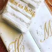 Kişiye Özel Nakışlı Kadife Beyaz El Havlusu 3 lü Set 30x50 Cm - 1