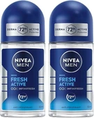 NIVEA MEN Erkek Roll On Deodorant Fresh Active 50ml,Terlemeye Karşı 72 Saat Deodorant Koruması,X2 Adet, Avantajlı Paket - 1