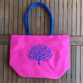 Kişiye Özel Nakışlı Plaj Çantası - Pembe - 1
