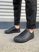 JET-165 Elite Bağcıklı Cilt Erkek Günlük Sneaker Ayakkabı CST - Siyah thumbnail 2