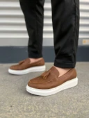 JET-154 Blaze Bağcıksız Püsküllü Cilt Erkek Günlük Spor Klasik Ayakkabı CBT - Taba thumbnail 2