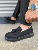 JET-154 Blaze Bağcıksız Püsküllü Süet Erkek Günlük Spor Klasik Ayakkabı SST - Siyah thumbnail 3