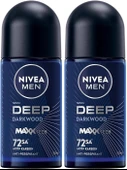 NIVEA MEN Erkek Roll On Deodorant Deep Dimension 50 ml,72 Saat Anti-perspirant Koruma,x2 Adet,Avantajlı Paket - 1