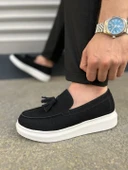 JET-154 Blaze Bağcıksız Püsküllü Süet Erkek Günlük Spor Klasik Ayakkabı SBT - Siyah thumbnail 3