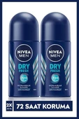 NIVEA MEN Erkek Roll on Deodorant Dry Fresh 72 Saat Anti-perspirant Koruma,Ekstra Kuruluk,50ml X2 Adet - 1