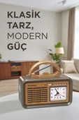 Torima D60 Kahverengi Nostalji Radyo Kablosuz Bluetooth Hoparlör - 3