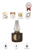 Torima D53 Ahşap Vintage Gaz Lambası Taşınabilir Bluetooth Speaker Ayarlanabilir Işıklı USB Şarjlı thumbnail 1