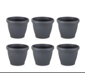 Omnipazar SO-HS06 Plastik Hasır Desenli Saksı 42 lt Antrasit 6 Adet - 1