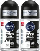 NIVEA MEN Erkek Roll on Deodorant Black&White Invisible Original 50 ml,Ter ve Ter Kokusuna Karşı 72 Saat Anti-perspirant Koruma,x2 Adet - 1